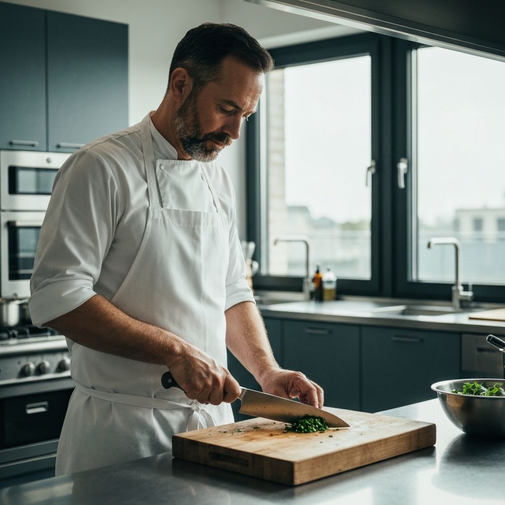 Chef preparing fresh ingredients in a modern kitchen